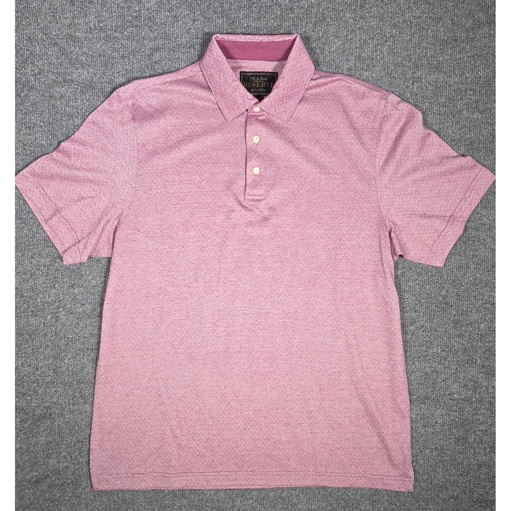 Jos. A. Bank Reserve Mens Silk Blend Polo Shirt Pink Traditional Fit Medium